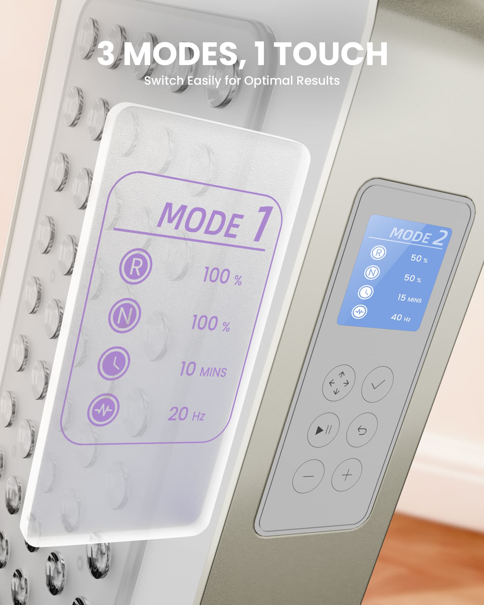 3-modes-1-touch-device-settings EmberTouch® EmberPRO 100 Red Light Therapy Panel
